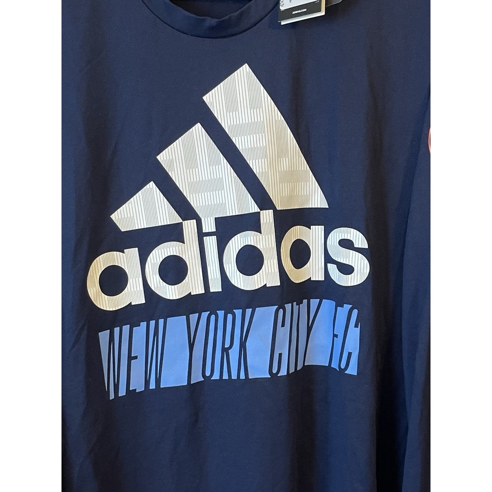 Men's 3XL NWT New York City FC Adidas Vintage AeroReady Long Sleeve Shirt Navy - Picture 3 of 8